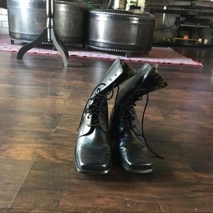 Vintage black square toe boots